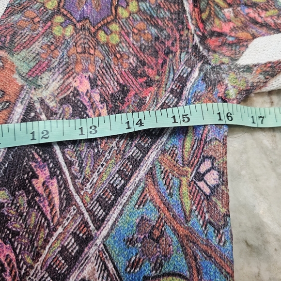 Boho Paisley Leopard Print Knit Mini Dress Size M Long Sleeve Stretch - Picture 7 of 10